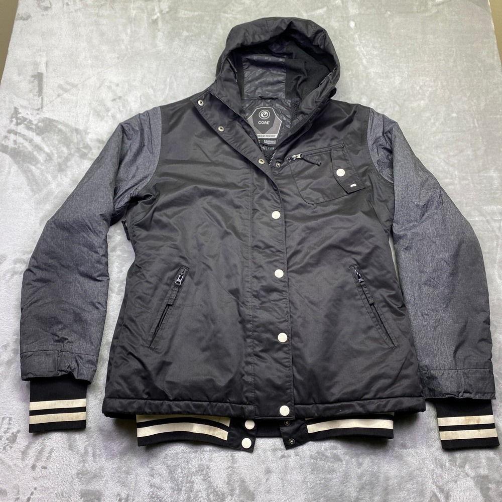 CORE Powder Room 5000mm Hooded Ski Snowboard Jacket XL Black Grey White Stripe